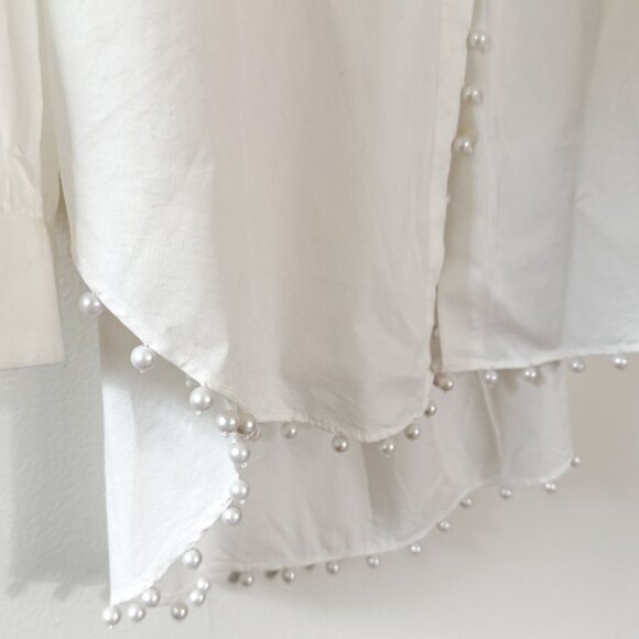 Anthropologie x Me Me Me // White Pearl Button Down Tunic Dress STAINED NWT M - Picture 6 of 8